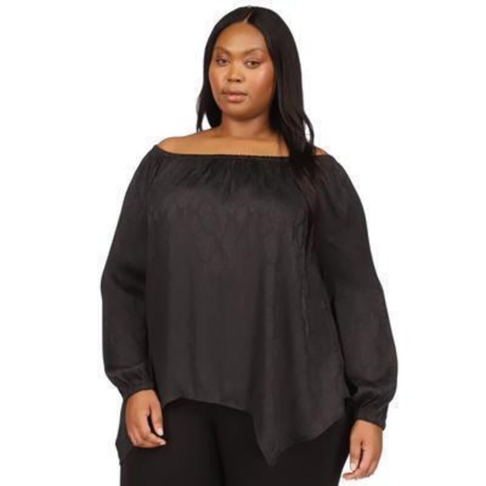 NWT Michael Kors Women's Jacquard Handkerchief Blouse Black, 0X